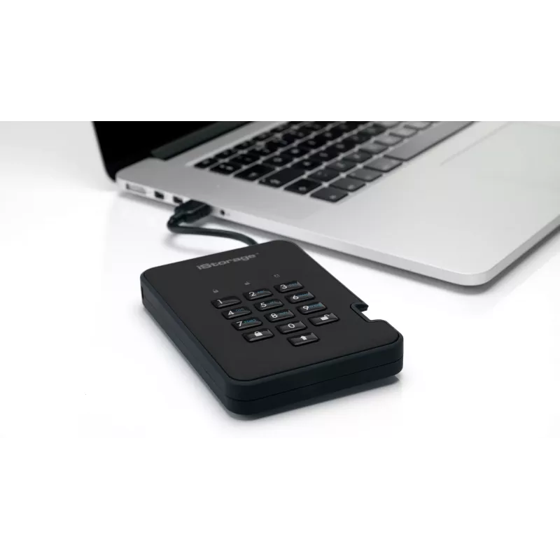 iStorage diskAshur2 256-bit 1TB USB 3.2 turvaline krüpteeritud pooljuhtketas - Must IS-DA2-256-SSD-1TB-B