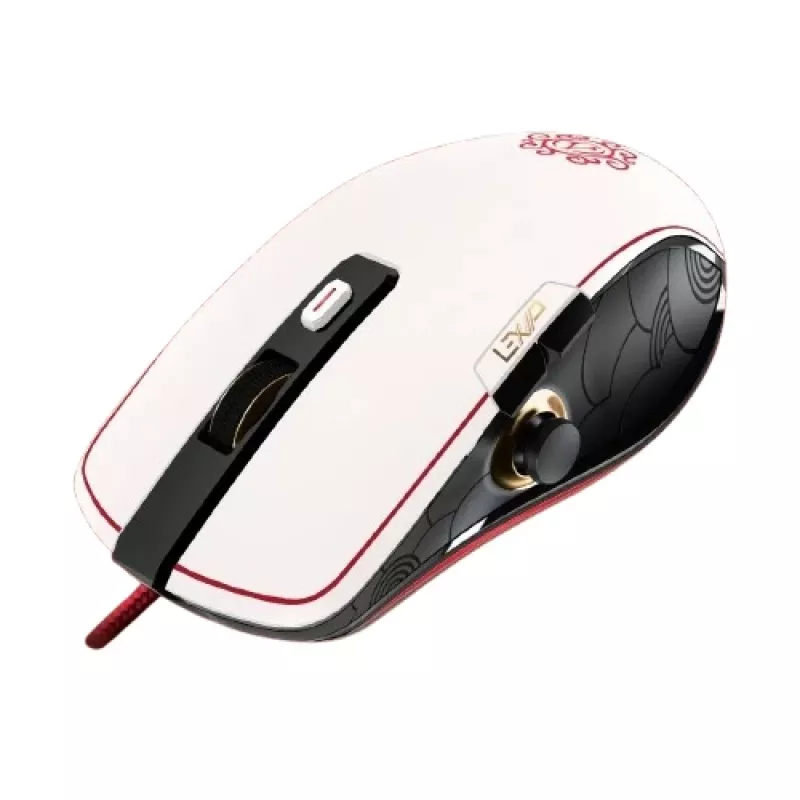 Lexip X Ubisoft - Assassin's Creed - Shadows hiir, paremakäeline, optiline, USB Type-A, 12000 DPI, must, kuldne, punane, valge