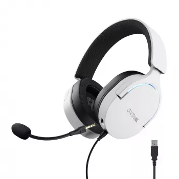 Trust GXT 490 FAYZO Peakomplekt Juhtmega Peavõru Mootorratas USB Type-A Must, Valge
