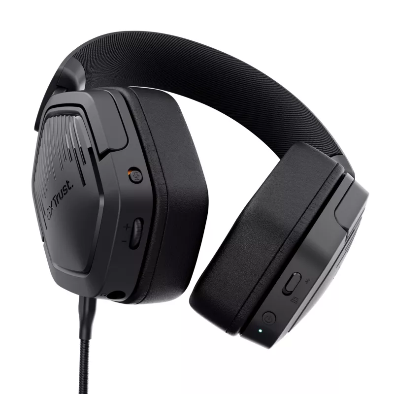 Trust GXT 493 Carus Peakomplekt Juhtmega ja juhtmevaba Peapael, Kiiver Mängimine USB USB-C / USB Type-A Bluetooth Must