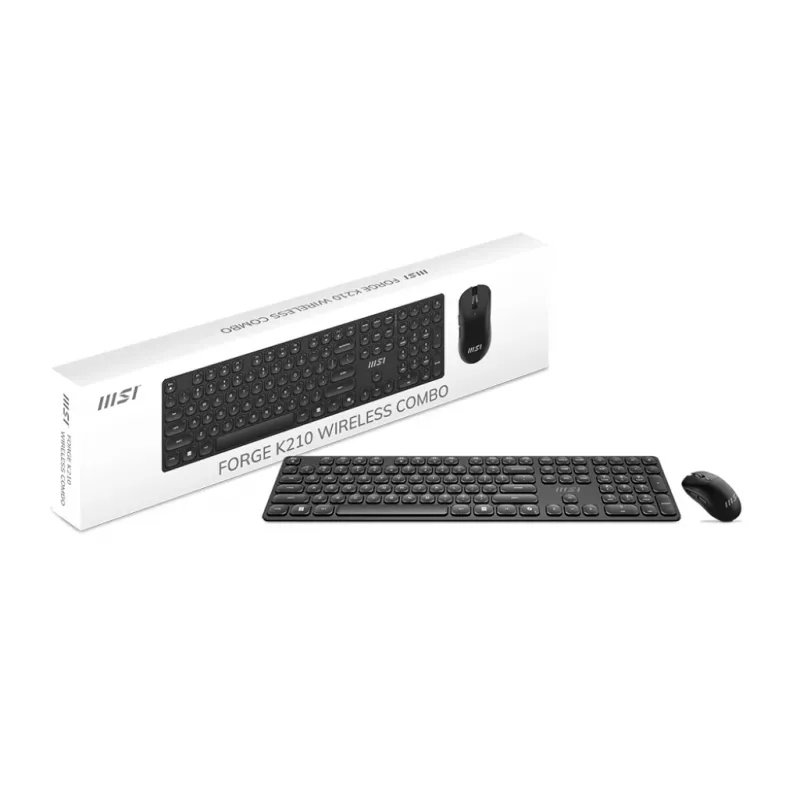 MSI FORGE K210 WIRELESS COMBO klaviatuur Hiir kaasas Kodu/Kontor USB Must