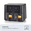 Ariete 4631 Double Air fryer 9L, 2400W, kogumaht 9L, 11 programmi, multifunktsionaalne, kuni 3,6 kg praetud toitu, temperatuur kuni 200°C, kahekordne korv, must