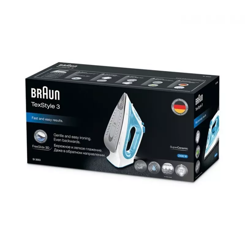 Braun TexStyle 3 aurutriikraud SI 3053 sinine keraamilise tallaga 2400 W