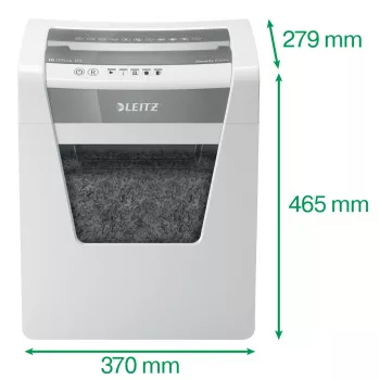 Leitz IQ kontori paberipurustaja turvalisusega P5, mikro-lõikur, 22,3 cm, 2 x 15 mm, 23 L, 250 lehte, 55 dB