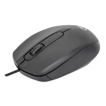 Manhattan Comfort II USB-juhtmega hiir, must, 1000 dpi, USB-A, optiline, mõlemakäeline, kaasaskantav/kompaktne, kolm nuppu kerimisrattaga, kolmeaastane garantii