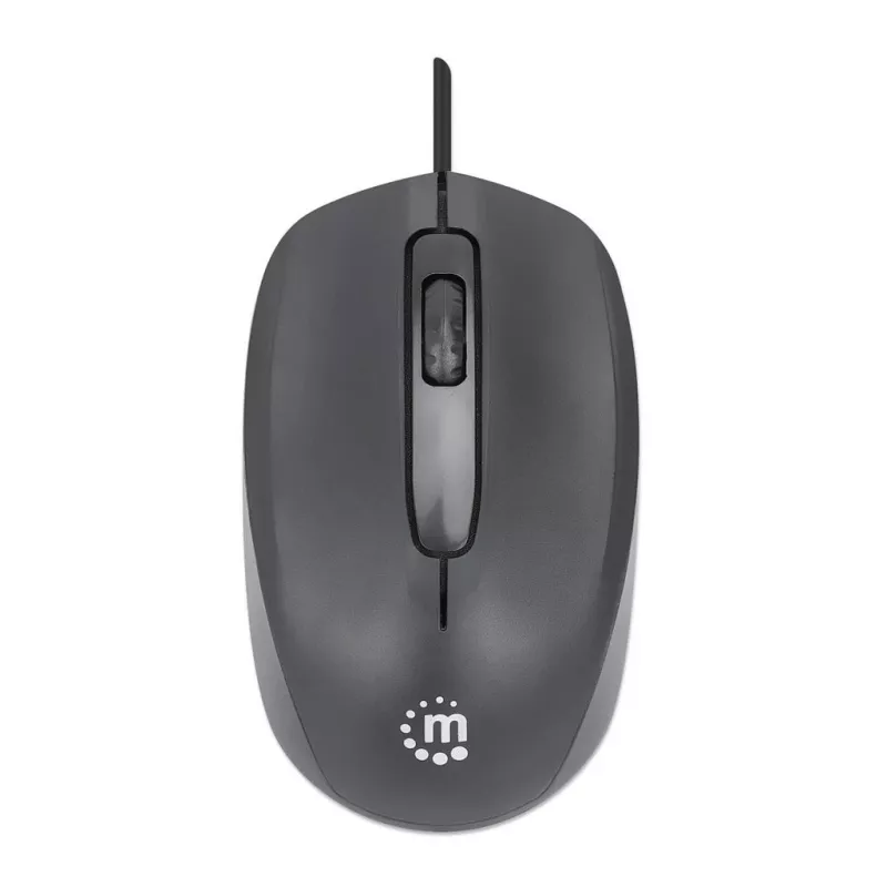 Manhattan Comfort II USB-juhtmega hiir, must, 1000 dpi, USB-A, optiline, mõlemakäeline, kaasaskantav/kompaktne, kolm nuppu kerimisrattaga, kolmeaastane garantii
