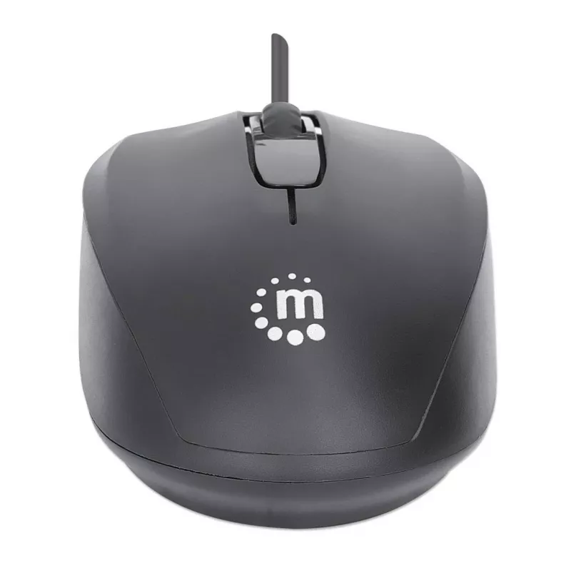 Manhattan Comfort II USB-juhtmega hiir, must, 1000 dpi, USB-A, optiline, mõlemakäeline, kaasaskantav/kompaktne, kolm nuppu kerimisrattaga, kolmeaastane garantii