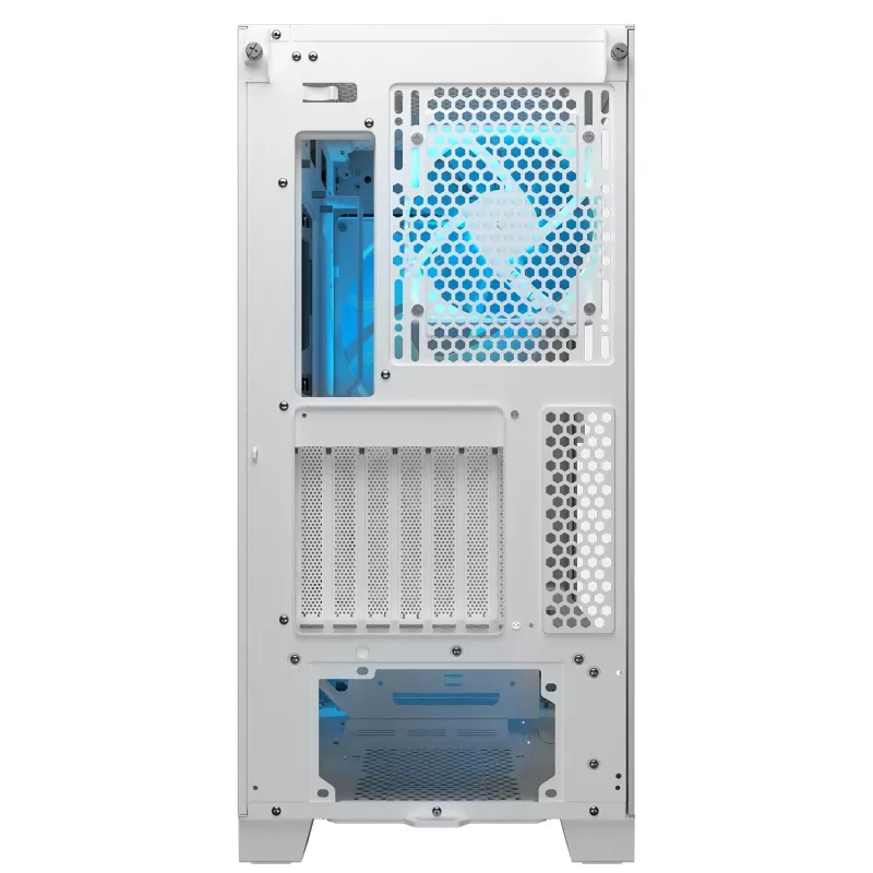 COUGAR PC Midi Tower Case Airface FLO ARGB Valge — 2x180mm ees, 1x120mm taga, toetab 2,5 tolli/3,5 tolli HDD, 240×480×509 mm
