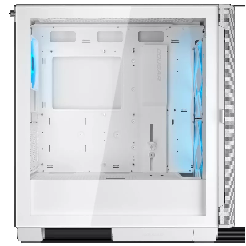 COUGAR PC Midi Tower Case Airface FLO ARGB Valge — 2x180mm ees, 1x120mm taga, toetab 2,5 tolli/3,5 tolli HDD, 240×480×509 mm