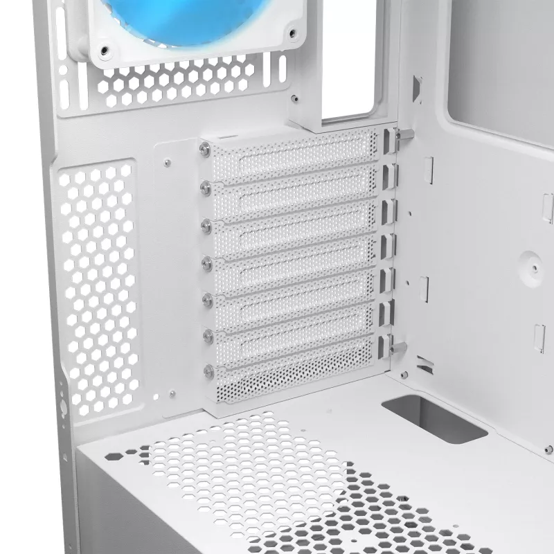 COUGAR PC Midi Tower Case Airface FLO ARGB Valge — 2x180mm ees, 1x120mm taga, toetab 2,5 tolli/3,5 tolli HDD, 240×480×509 mm