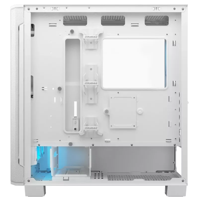 COUGAR PC Midi Tower Case Airface FLO ARGB Valge — 2x180mm ees, 1x120mm taga, toetab 2,5 tolli/3,5 tolli HDD, 240×480×509 mm