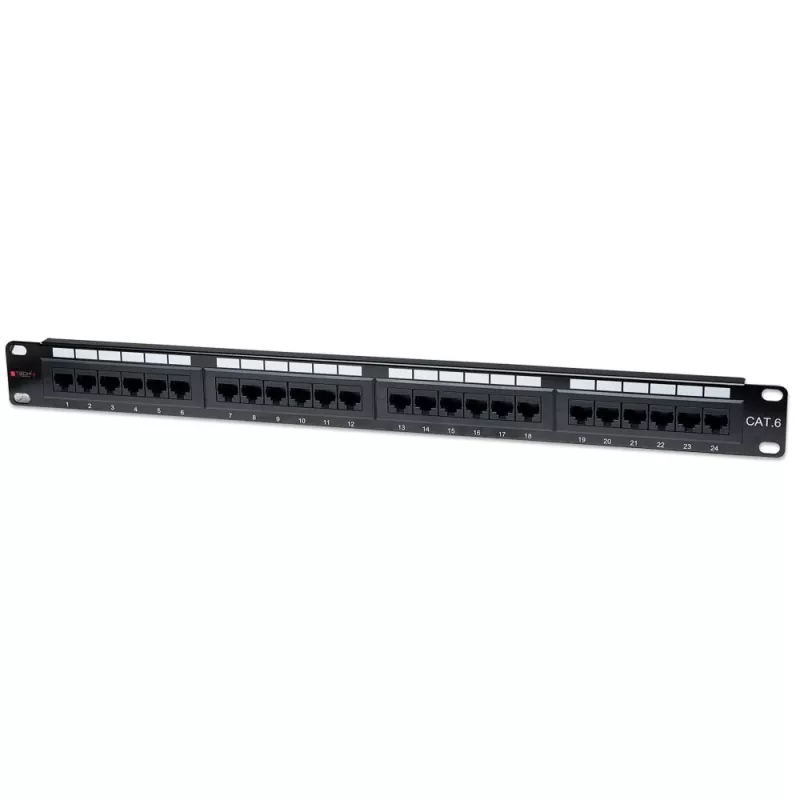 Techly Patch Panel UTP 24 Ports RJ45 Cat.6 I-PP 24-RU-C6T, IEEE 802.3, IEEE 802.3ab, IEEE 802.3u, 10/100/1000Base-T(X), Fast Ethernet, Gigabit Ethernet, 1000 Mbit/s, RJ-45, Kuld