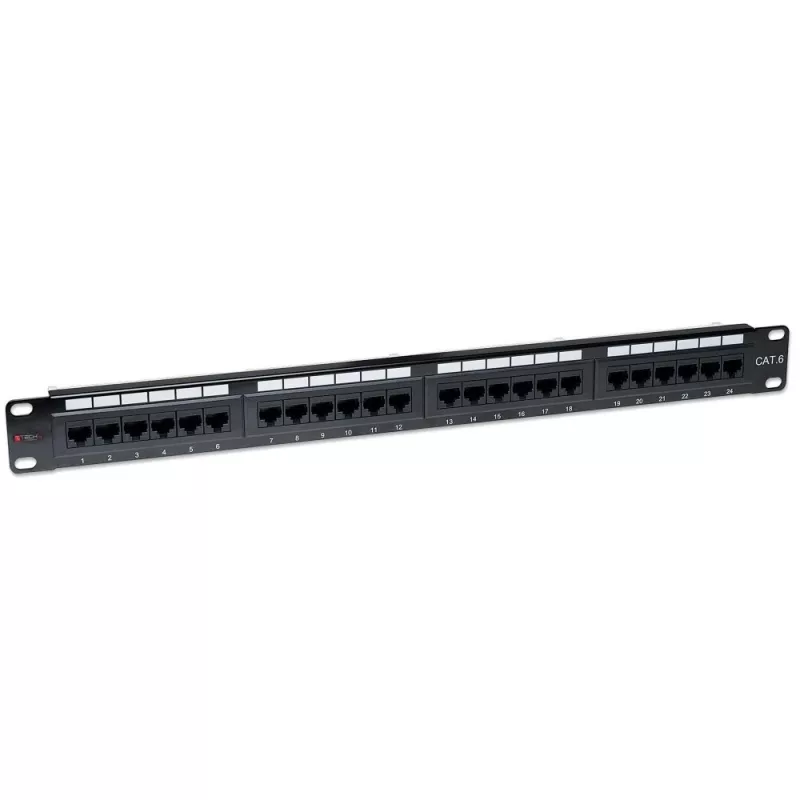 Techly Patch Panel UTP 24 Ports RJ45 Cat.6 I-PP 24-RU-C6T, IEEE 802.3, IEEE 802.3ab, IEEE 802.3u, 10/100/1000Base-T(X), Fast Ethernet, Gigabit Ethernet, 1000 Mbit/s, RJ-45, Kuld