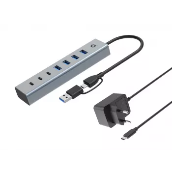 Conceptronic HUBBIES20GP 7-pordiline USB 3.0 jaotur toiteadapteriga, 5 Gbps, USB-C x 3, USB-A x 4