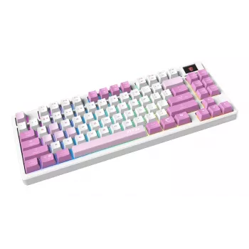 MSI FORGE GK600 TKL WIRELESS VIOLET klaviatuur Mängimine USB + Bluetooth QWERTY Hispaania Roosa, Violetne, Valge