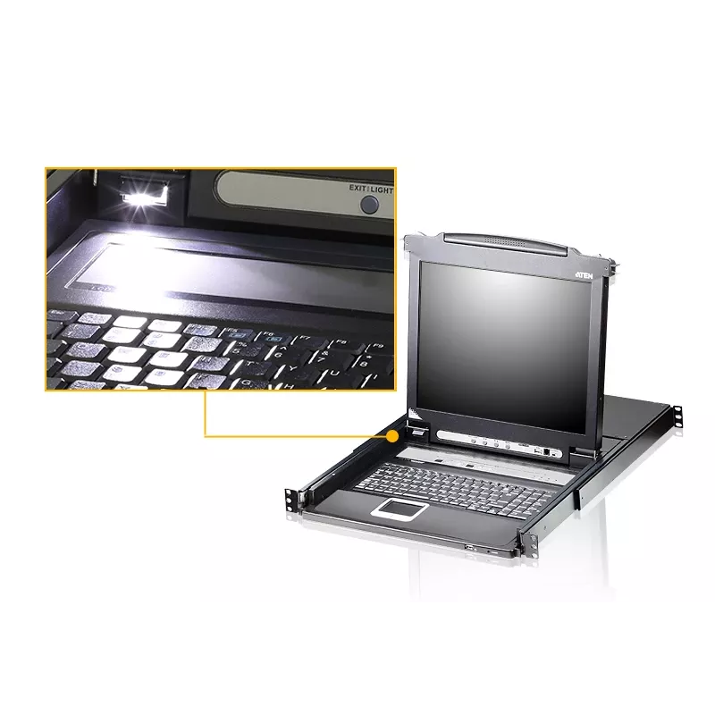 Rack-konsool Secomp CL5708MW 17,3 tolli (43,9 cm) LCD 1920×1080, USB/PS/2 klaviatuur ja hiir, VGA, 1U, must
