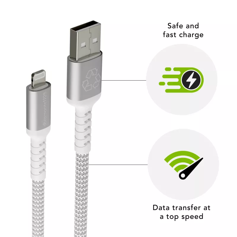 dbramante1928 re-charge Pro - BRD kaabel 2.5m USB-A to Lightn -W