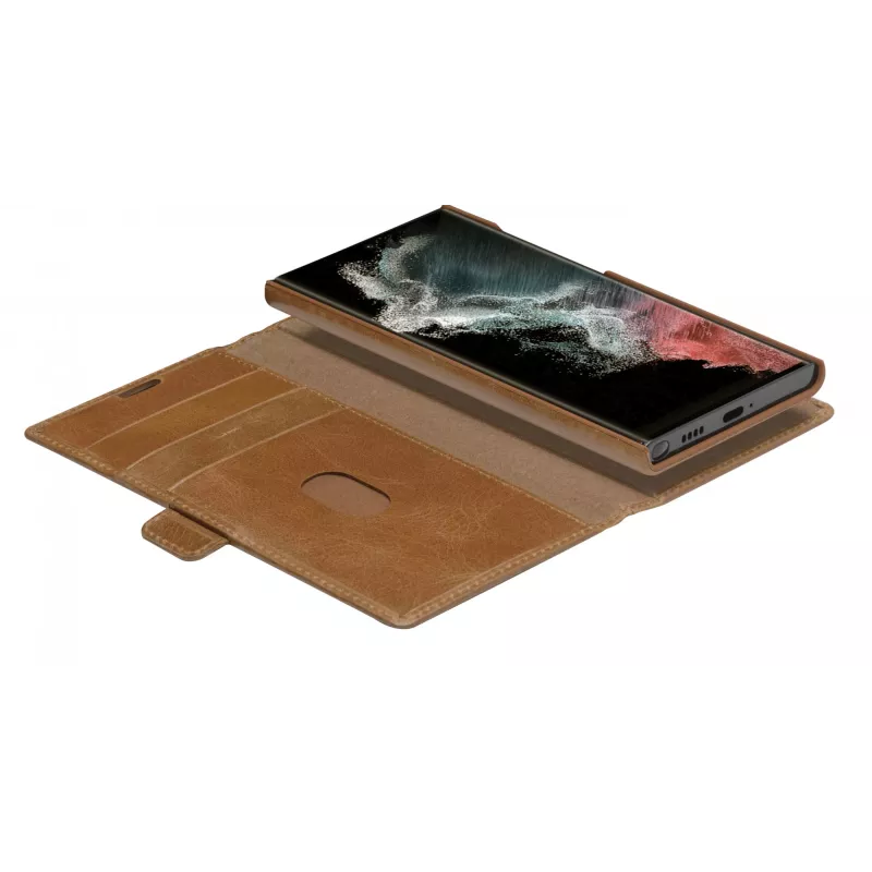 Folio case dbramante1928 Lynge for Samsung Galaxy S22 Ultra, tan, supports up to 17.3 cm (6.8 inch) screen, desktop stand