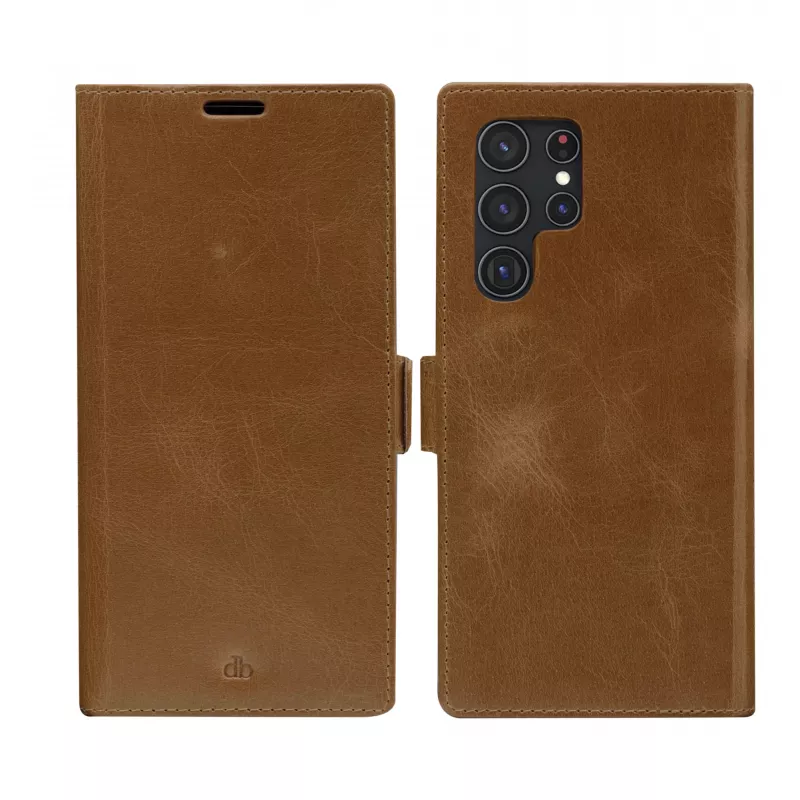 Folio case dbramante1928 Lynge for Samsung Galaxy S22 Ultra, tan, supports up to 17.3 cm (6.8 inch) screen, desktop stand