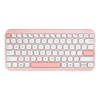 Juhtmevaba ASUS Marshmallow KW100 75% Bluetooth-klaviatuur — QWERTZ saksa, käärikujulised lülitid, roosa