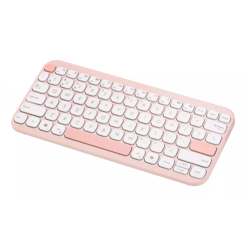 Juhtmevaba ASUS Marshmallow KW100 75% Bluetooth-klaviatuur — QWERTZ saksa, käärikujulised lülitid, roosa
