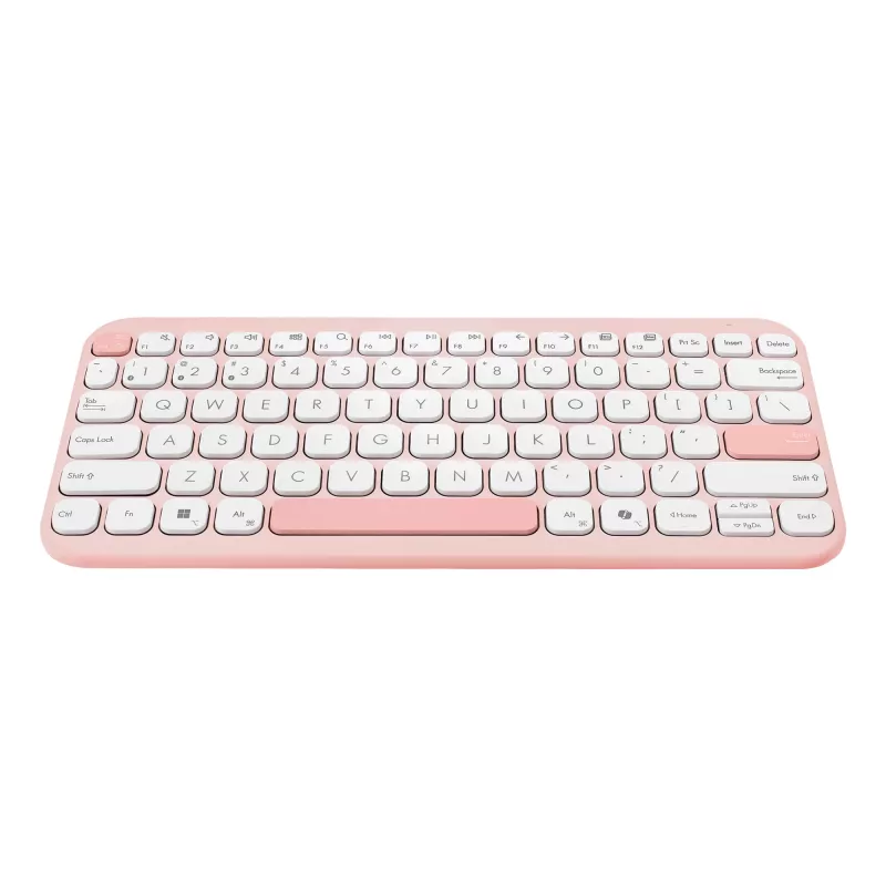 Juhtmevaba ASUS Marshmallow KW100 75% Bluetooth-klaviatuur — QWERTZ saksa, käärikujulised lülitid, roosa