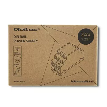 DIN-liistu toiteplokk QOLTEC 30W 24V 1.25A hall
