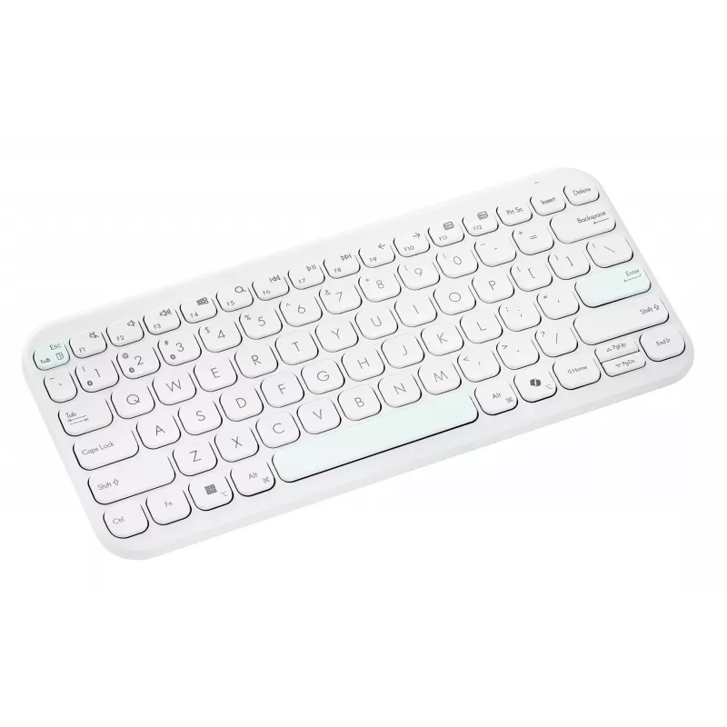 Juhtmevaba Bluetooth-klaviatuur ASUS KW100 Marshmallow — 75% paigutus, QWERTZ, käärikontaktiga lülitid, valge