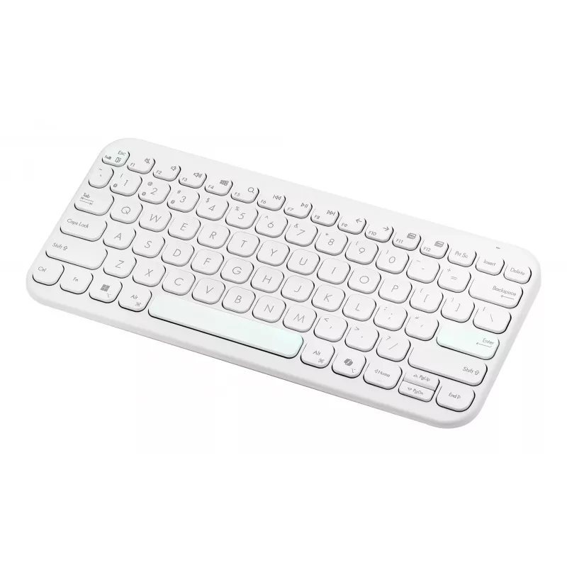 Juhtmevaba Bluetooth-klaviatuur ASUS KW100 Marshmallow — 75% paigutus, QWERTZ, käärikontaktiga lülitid, valge