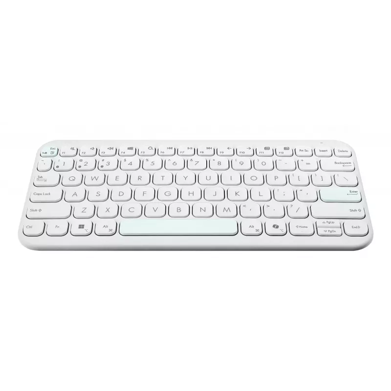 Juhtmevaba Bluetooth-klaviatuur ASUS KW100 Marshmallow — 75% paigutus, QWERTZ, käärikontaktiga lülitid, valge