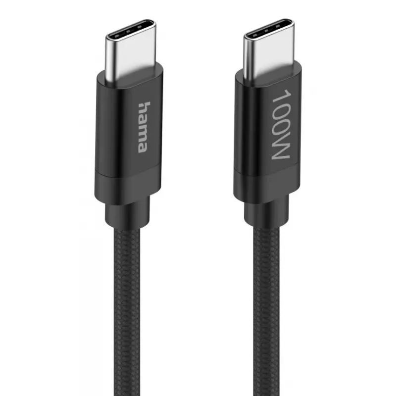 Hama Fabric USB-kaabel USB 2.0 1.5 m USB C Must