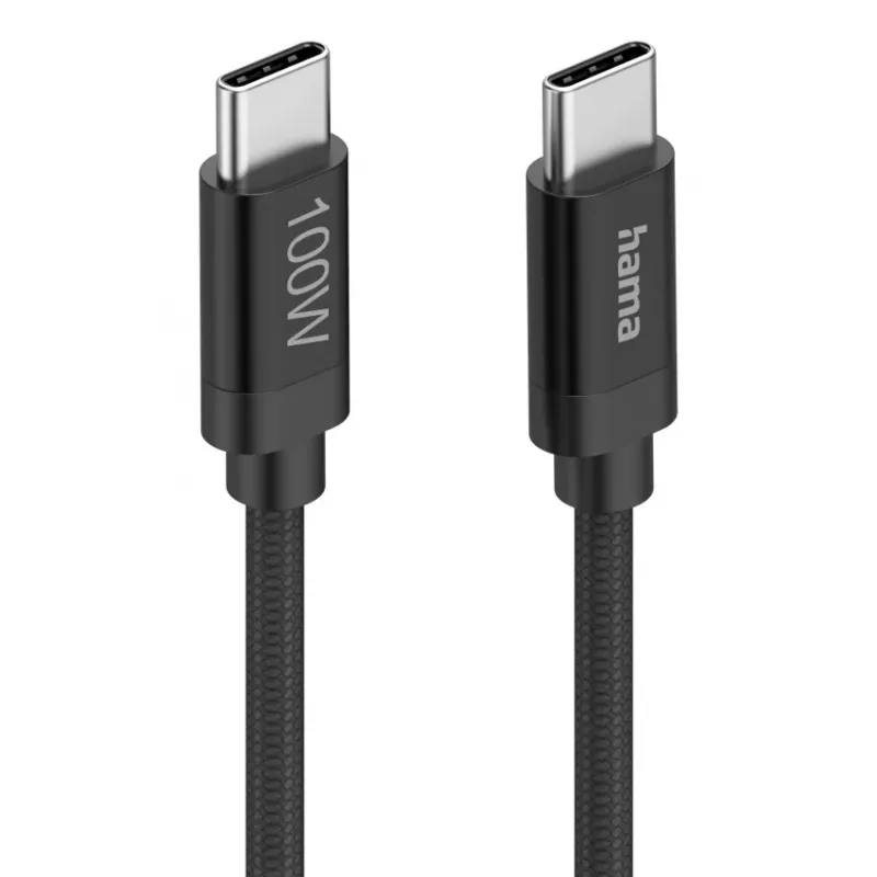Hama Fabric USB-kaabel USB 2.0 1.5 m USB C Must