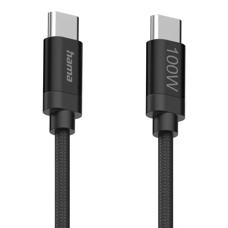 Hama Fabric USB-kaabel USB 2.0 1.5 m USB C Must