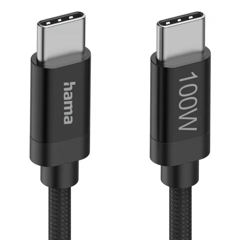 Hama Fabric USB-kaabel USB 2.0 1.5 m USB C Must