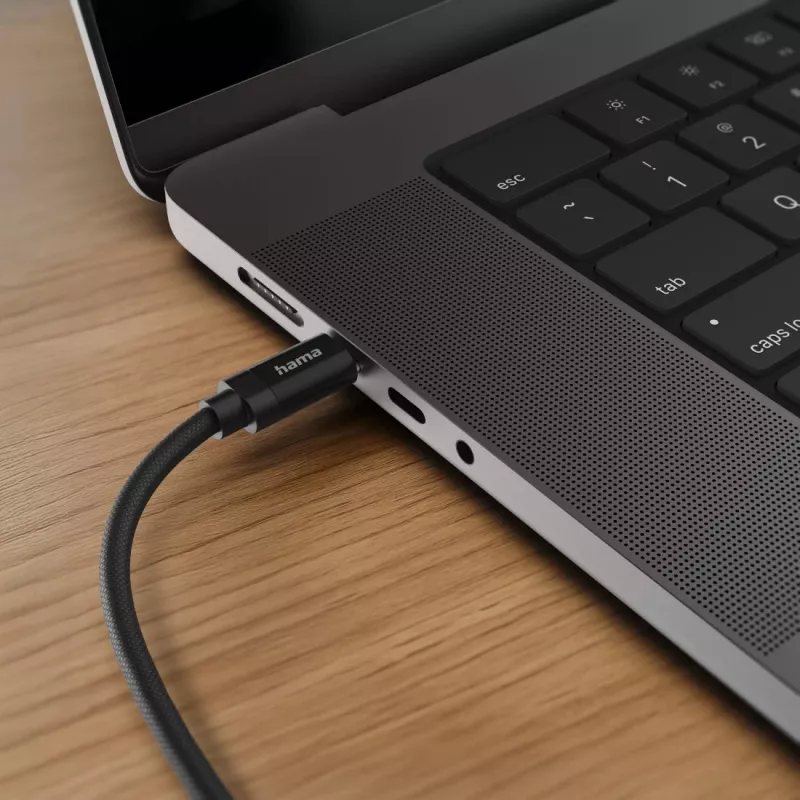 Hama Fabric USB-kaabel USB 2.0 1.5 m USB C Must