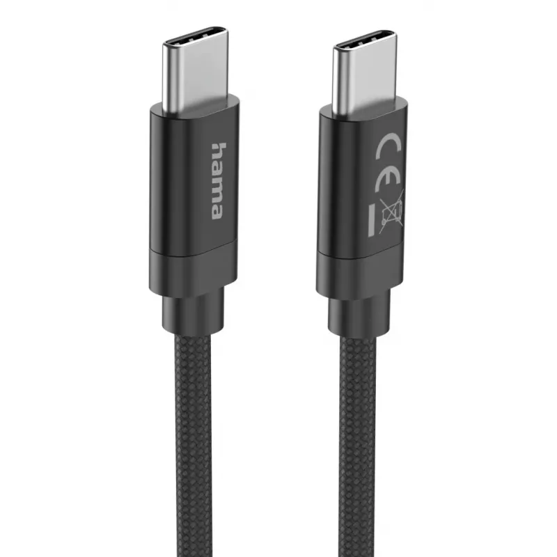 Hama Fabric USB-kaabel USB 2.0 3 m USB C Must
