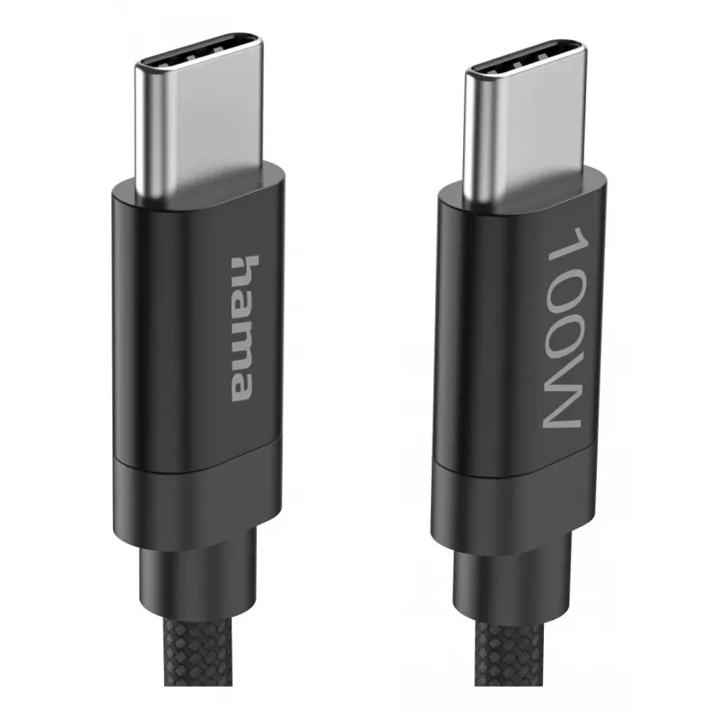 Hama Fabric USB-kaabel USB 2.0 3 m USB C Must