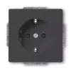 Pistikupesa CEE 7/3 Busch-Jaeger 2013-0-5265, 2P+E, 250V/16A, must, 71×41 mm
