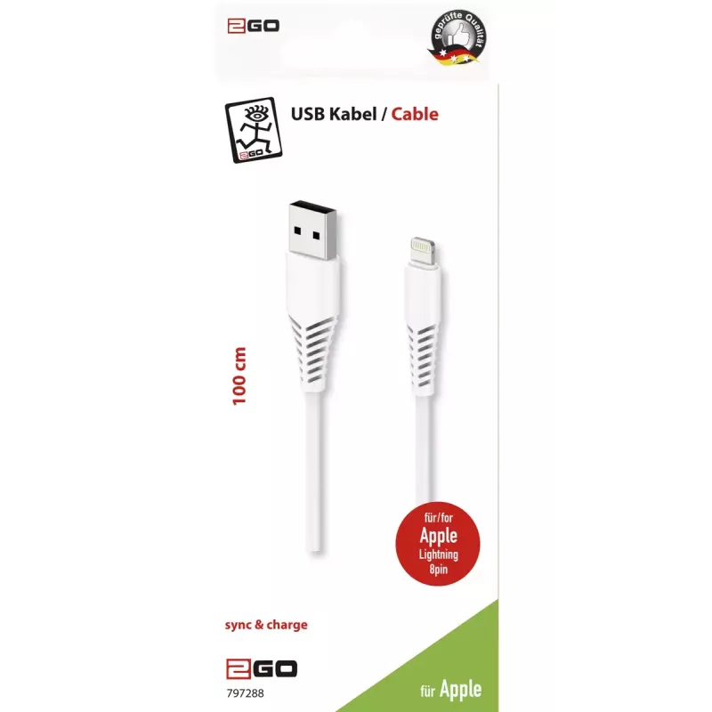 Lightning kaabel 2GO 797288 1 m valge USB B