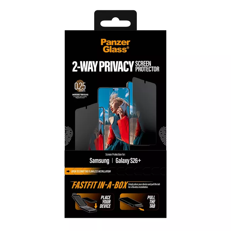 Ekraanikaitse PanzerGlass 2-Way Privacy Samsung New Galaxy S 2026 Plus'ile — ülilai PET-kile FASTFIT paigaldusega