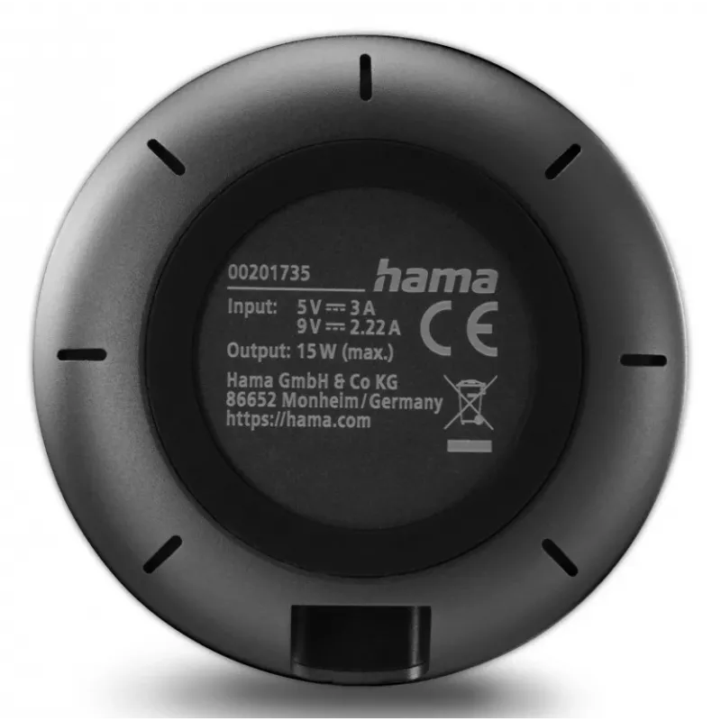 Hama 00201735 mobiilseadme laadija Nutitelefon Must USB Juhtmevaba laadimine Kiirlaadimine Siseruumides