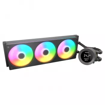 Vedelikjahutuskomplekt Cougar Poseidon Vistek 360, ARGB, 120 mm ventilaatorid, 700–2500 p/min, must