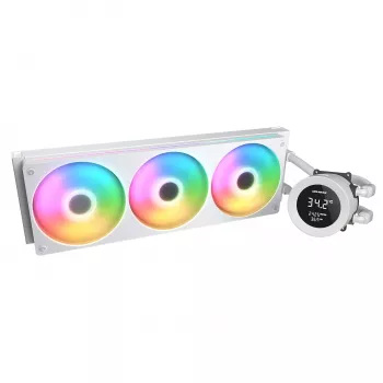 Kõik-ühes protsessori vedelikjahuti Cougar Poseidon Vistek 360, ARGB, 120 mm ventilaatorid, valge, toetab LGA1700/AM5