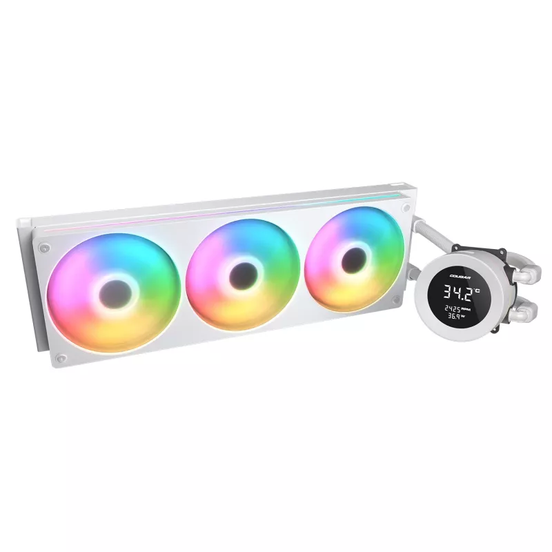 Kõik-ühes protsessori vedelikjahuti Cougar Poseidon Vistek 360, ARGB, 120 mm ventilaatorid, valge, toetab LGA1700/AM5