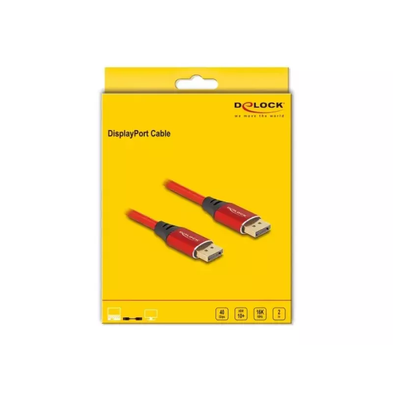 DeLOCK DisplayPort-kaabel 16K 60 Hz 2 m punane metall