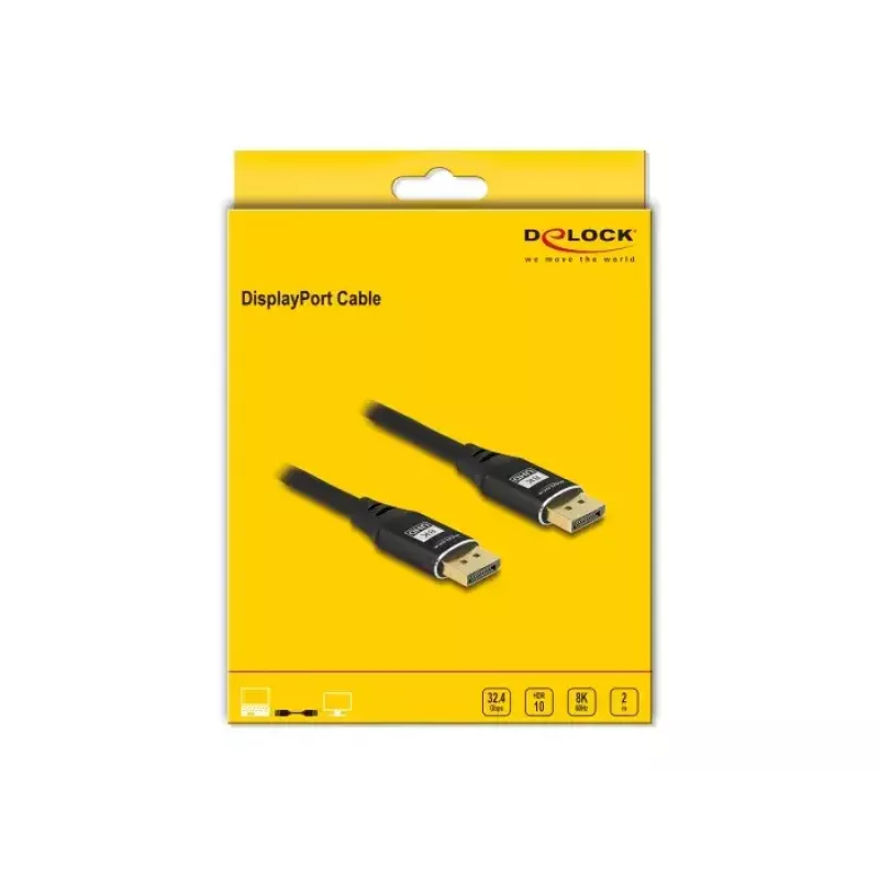 DeLOCK DisplayPort-kaabel 8K 60 Hz 2 m Must Metall