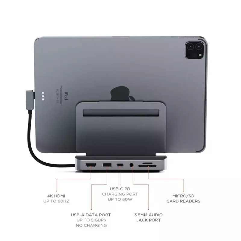 Sülearvuti dokk Satechi ST-TCSHIPM USB-C (USB 3.2 Gen 1) koos HDMI, SD/MicroSD, 60 W PD, hall