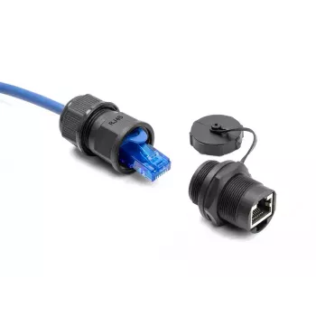 DeLOCK RJ45 Cat.6A ühendusadapter tihenduskorgiga IP67 tolmu- ja veekindel