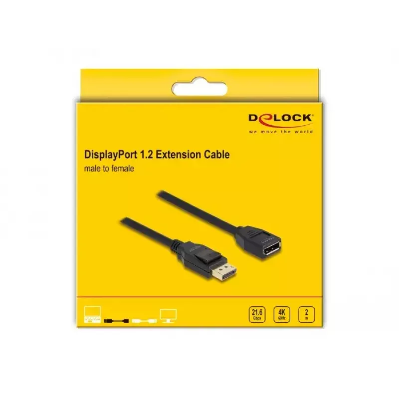 DeLOCK DisplayPort 1.2 pikenduskaabel 4K 60 Hz 2 m