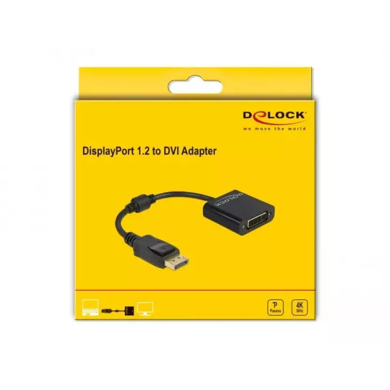 DeLOCK Adapter DisplayPort 1.2 isane DVI emasesse 4K Passiivne must